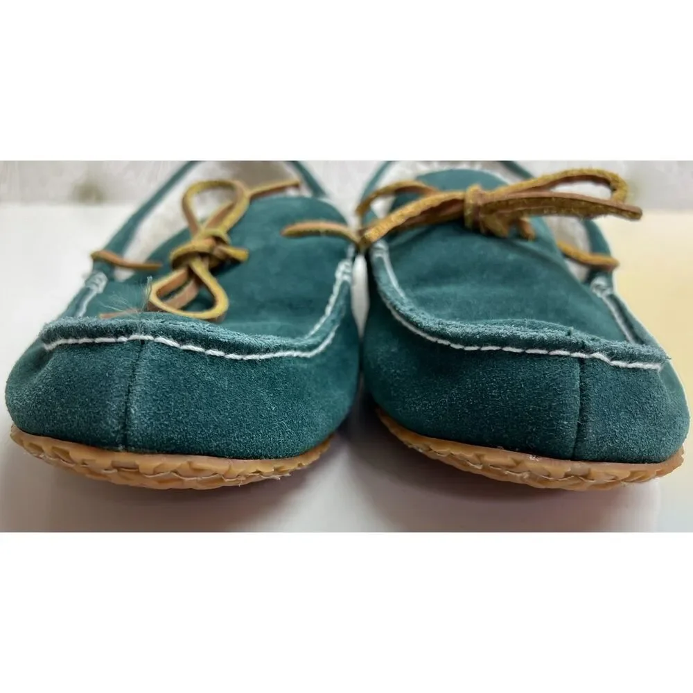 Lands' End green suede moccasins. Size 9 men's.